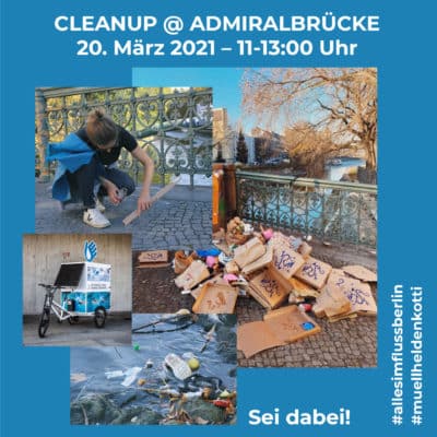 Werbung für das Cleanup an der Admiralbrücke