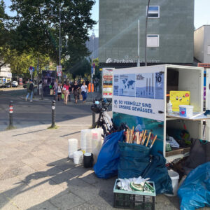 Cleanup mit Globetrotter 2024 von ALLES IM FLUSS, einer Initiative von wirBERLIN an der Schlossstraße Steglitz